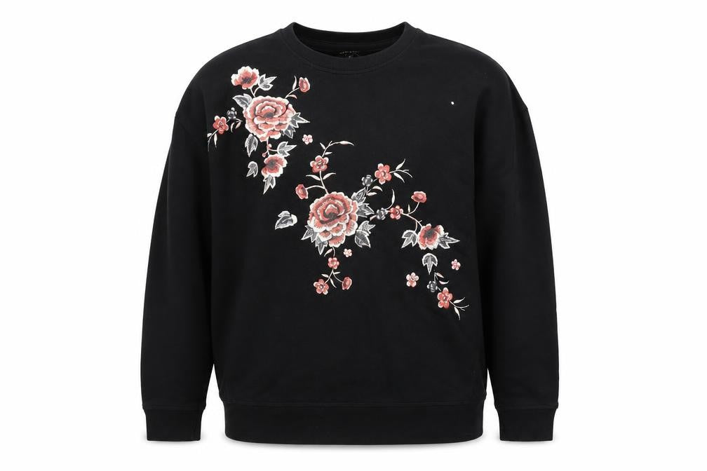 New Look Women's Black Floral Embroidered T-Shirt Size 10