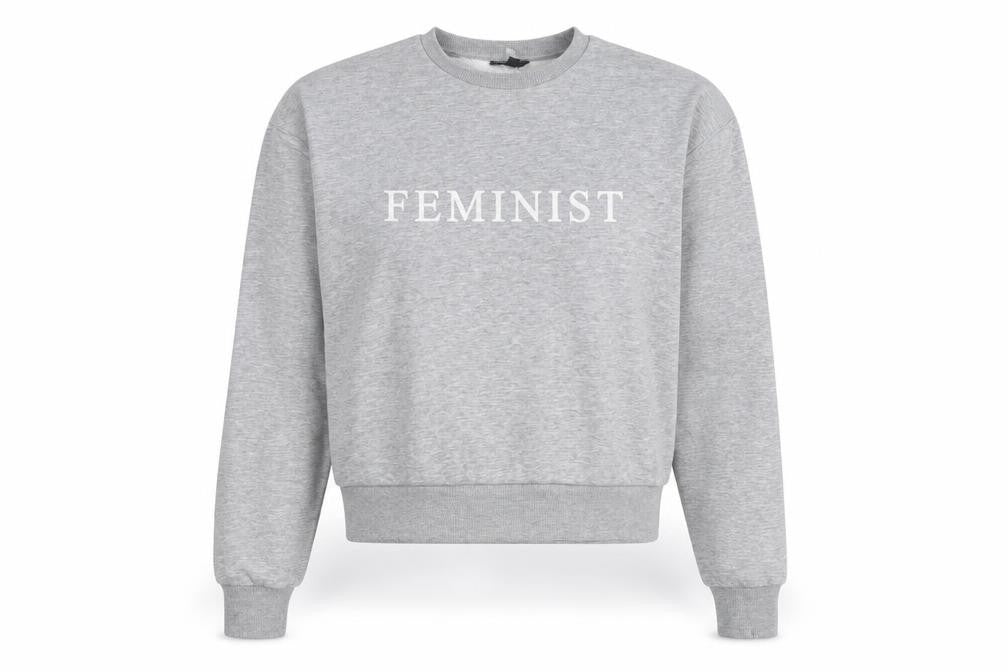 Front view of Topshop Women's Grey Pullover Sweatshirt, size 8