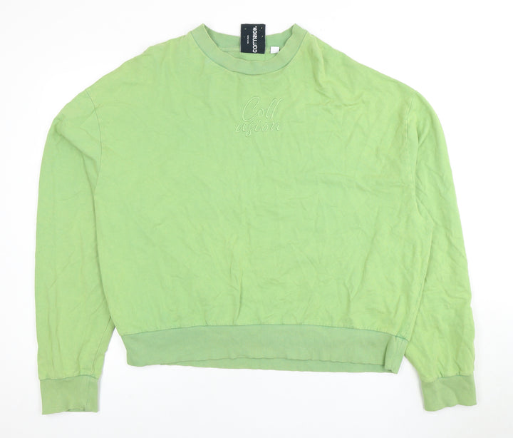 Collusion Men’s Green Cotton Sweatshirt, Size M, Pullover