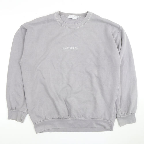 Topman Grey Men’s M Sweatshirt, Crew Neck, Logo