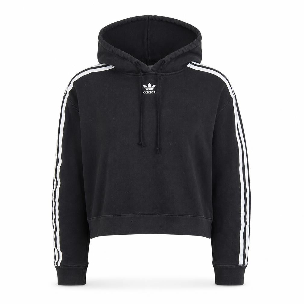 Front view of Adidas Women’s Black Hoodie, size UK 8, Pullover