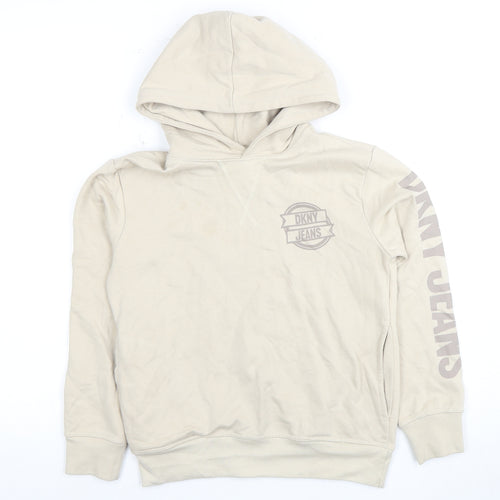 DKNY Kids Beige Hoodie with Logo, Size 8 Years