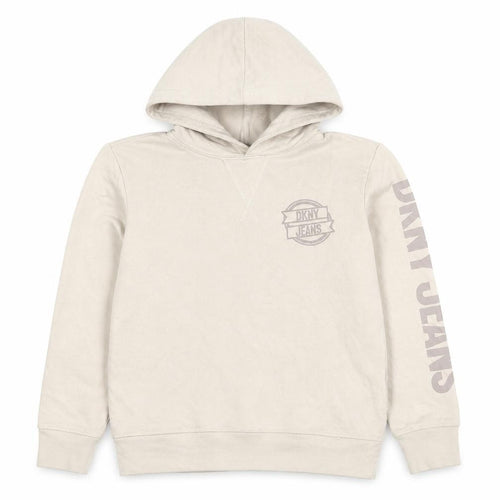 DKNY Kids Beige Hoodie with Logo, Size 8 Years