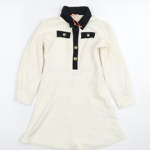 River Island Ivory Collar Shirt Dress Girls 3-4 Years