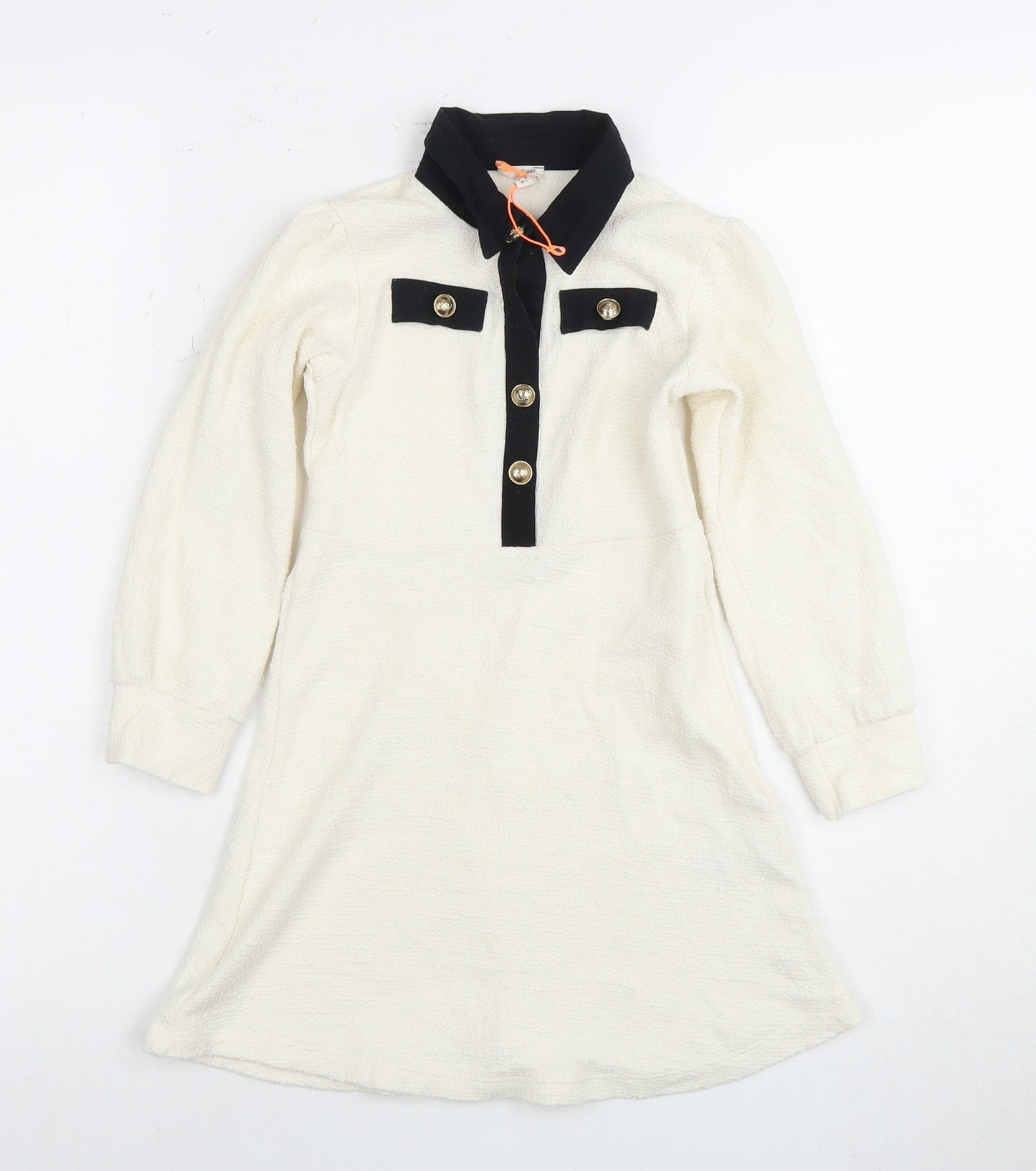 River Island Ivory Collar Shirt Dress Girls 3-4 Years