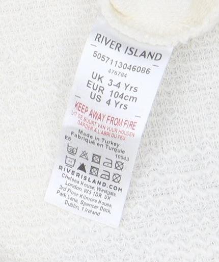 River Island Ivory Collar Shirt Dress Girls 3-4 Years