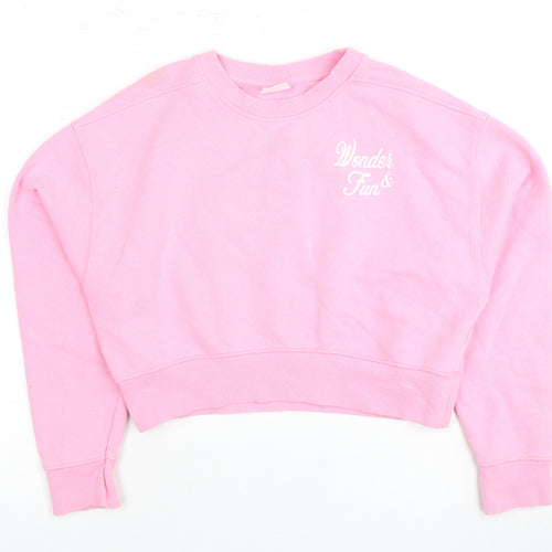 Zara Girls Pink Pullover Sweatshirt 11-12 Years Graphic Print
