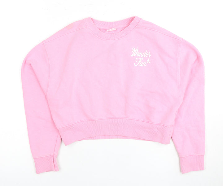 Zara Girls Pink Pullover Sweatshirt 11-12 Years Graphic Print