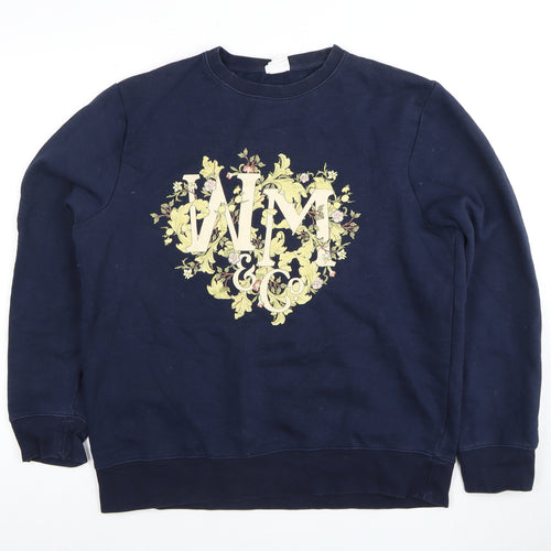 H&M Women's Blue Floral Sweatshirt, Medium, Pullover