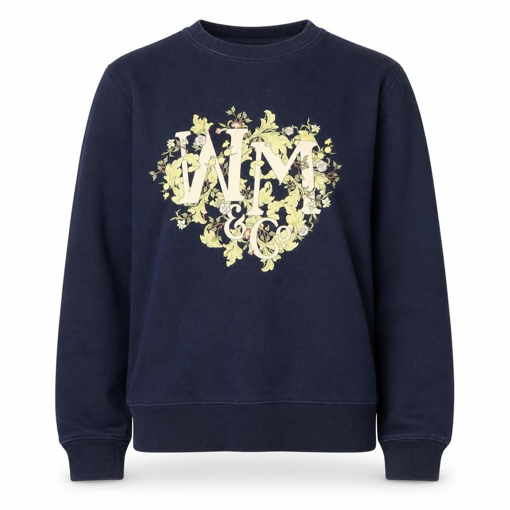 Front view of H&M Women's Blue Floral Sweatshirt, Medium, Pullover