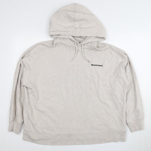 H&M x Helena Christensen Women's Beige Graphic Pullover Hoodie