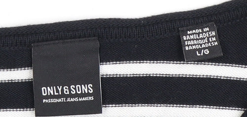 Only & Sons Unisex Black L Long Sleeve Striped Top