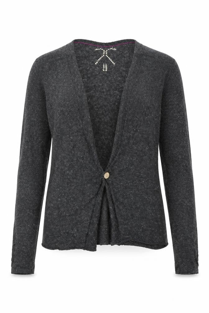 Front view of Women's Grey Wool Blend Cardigan, size 8, - Lightweight