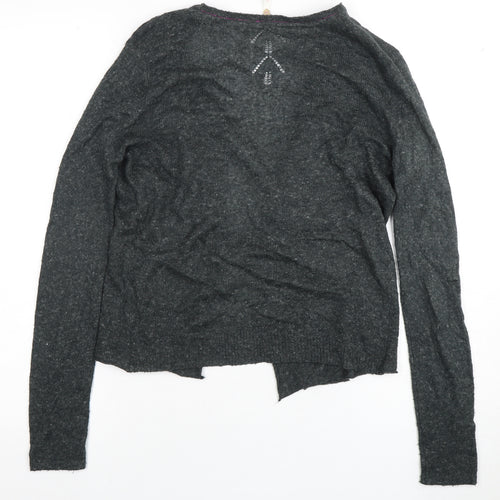 Women's Grey Wool Blend Cardigan, Size 8 - Lightweight
