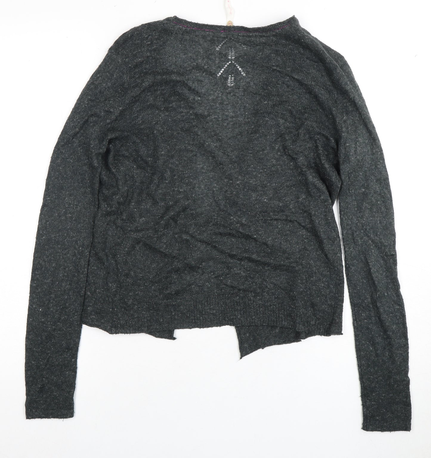 Women's Grey Wool Blend Cardigan, Size 8 - Lightweight