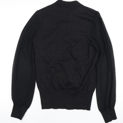 Oasis Women's Black High Neck Beaded Sweatshirt Size S