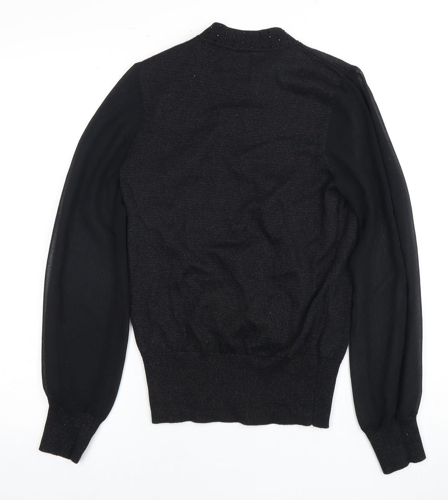 Oasis Women's Black High Neck Beaded Sweatshirt Size S