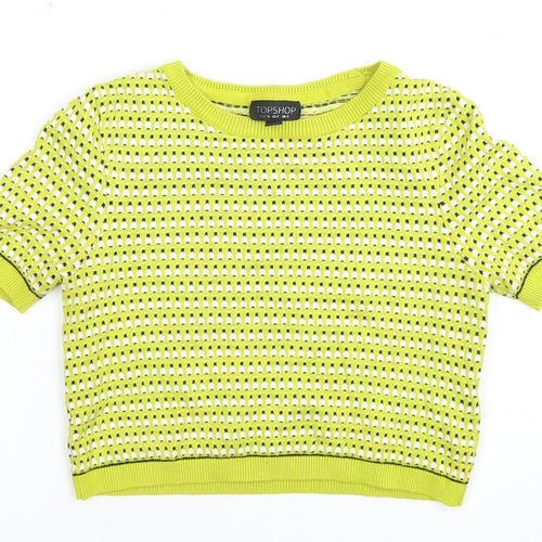 Topshop Women's Green Cropped Knit Top, UK 8