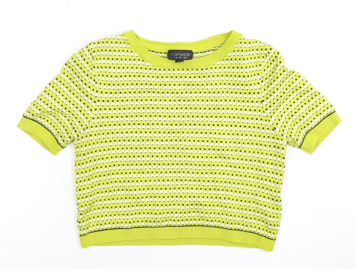 Topshop Women's Green Cropped Knit Top, UK 8