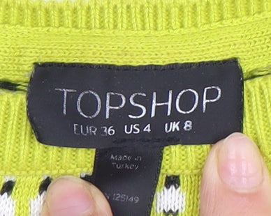 Topshop Women's Green Cropped Knit Top, UK 8