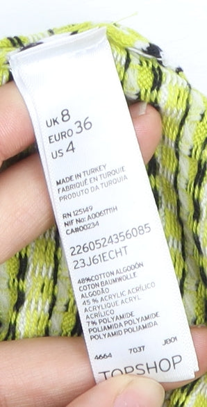 Topshop Women's Green Cropped Knit Top, UK 8