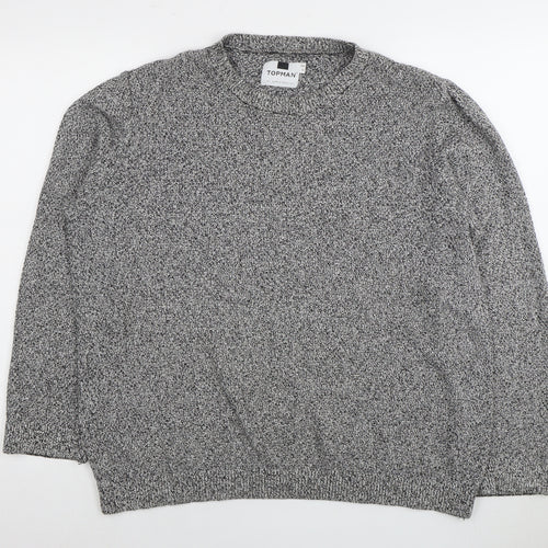 Topman Men's Grey Chunky-Knit Pullover Jumper, L