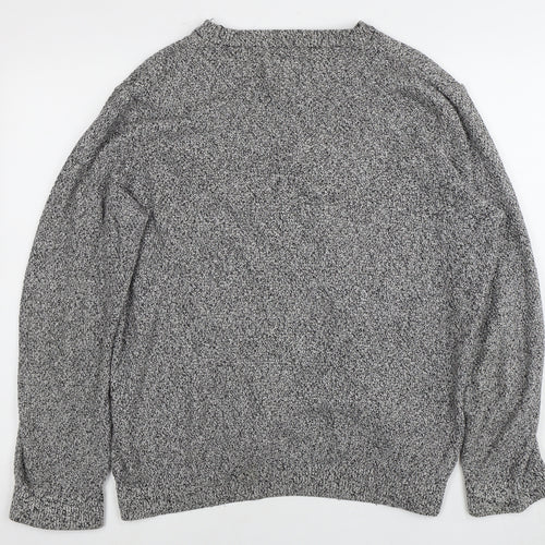 Topman Men's Grey Chunky-Knit Pullover Jumper, L