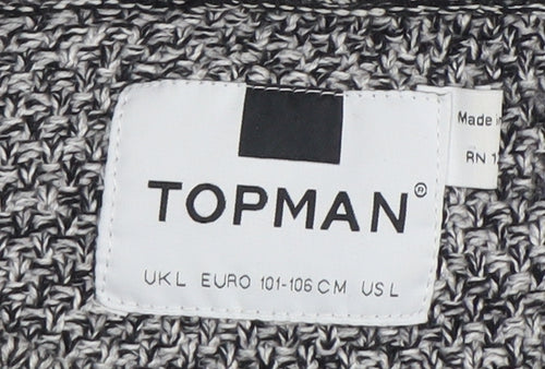 Topman Men's Grey Chunky-Knit Pullover Jumper, L