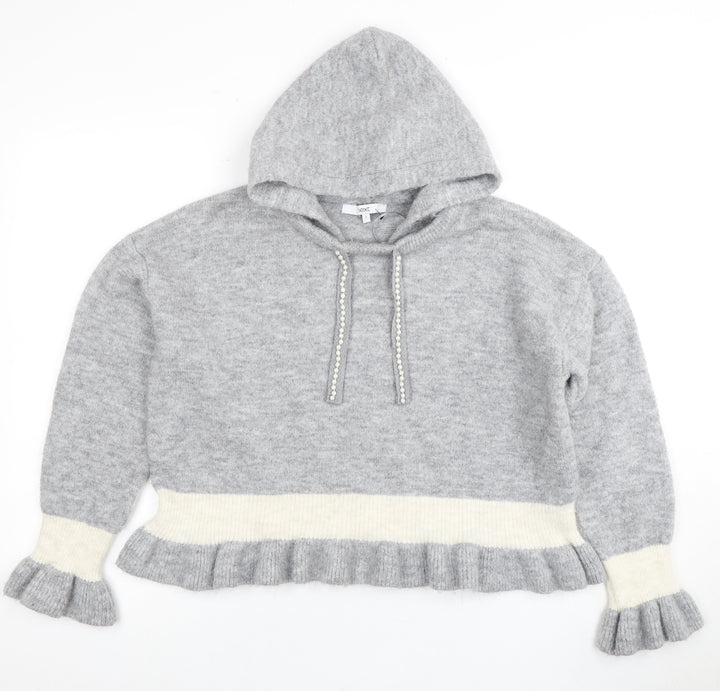 Next Women's Grey Hooded Knit Pullover Jumper L