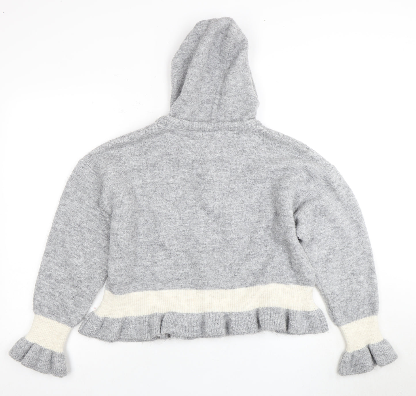 Next Women's Grey Hooded Knit Pullover Jumper L