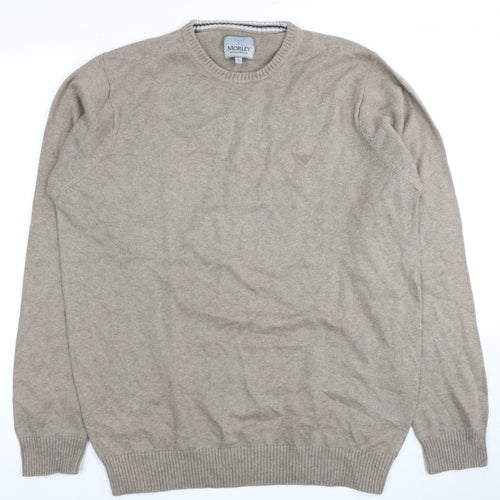 Morley Men's Beige Cotton Pullover Jumper, Size L