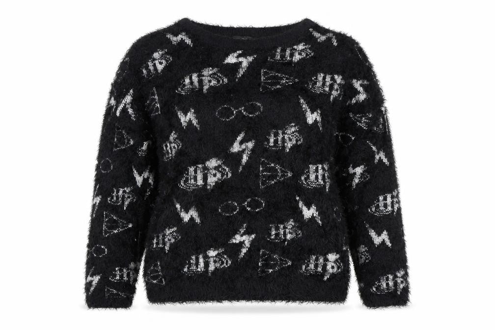 Front view of Harry Potter Women’s Black jumper, S, Winter