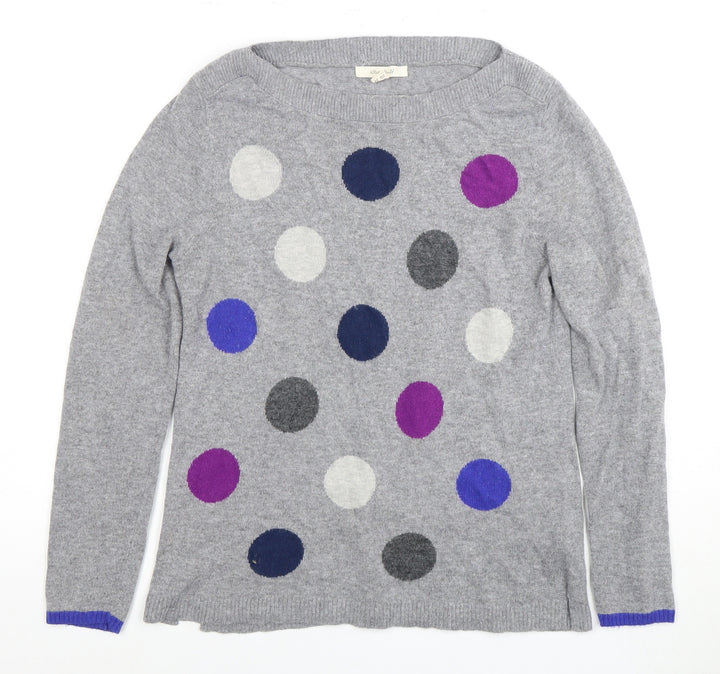 BonJour Women's Grey Polka Dot Wool Jumper Size 8