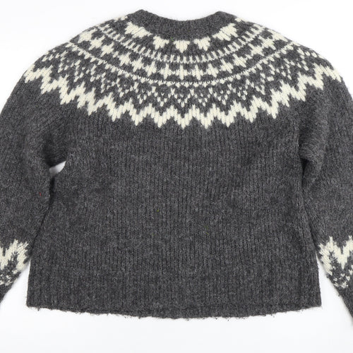Uniqlo Women's Grey Fair Isle Jumper M