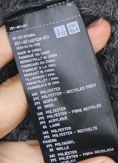 Uniqlo Women's Grey Fair Isle Jumper M