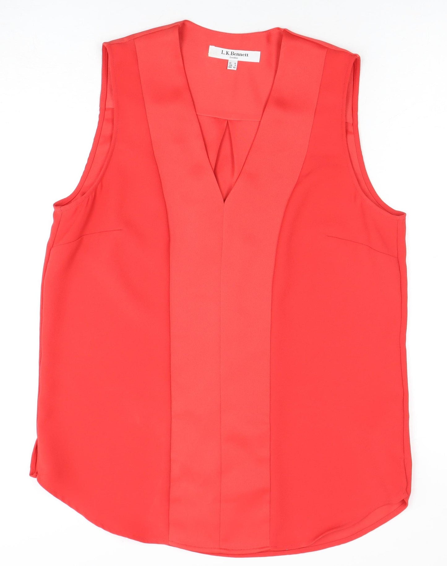 L.K. Bennett Women's Red Sleeveless Top, Size 12, Polyester