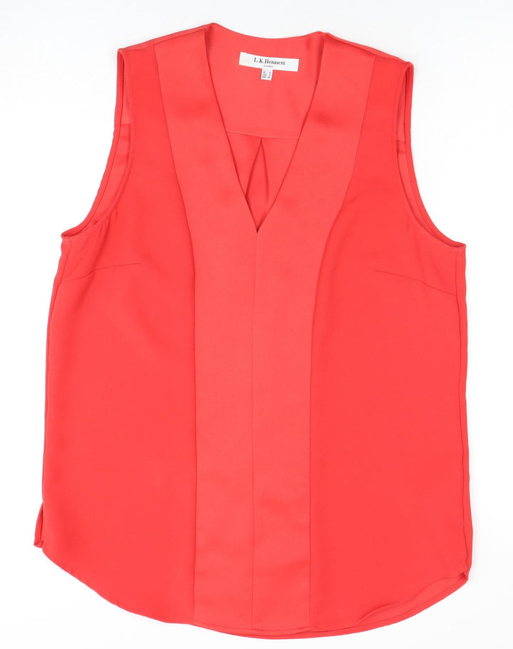 L.K. Bennett Women's Red Sleeveless Top, Size 12, Polyester