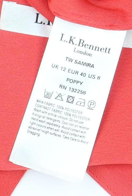 L.K. Bennett Women's Red Sleeveless Top, Size 12, Polyester