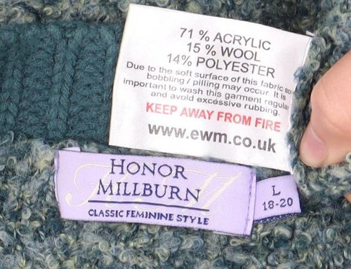 Honor Millburn Women's Green Wool Cardigan - L