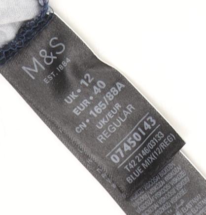 Marks and Spencer Women's Blue Floral Shift Dress - Size 12