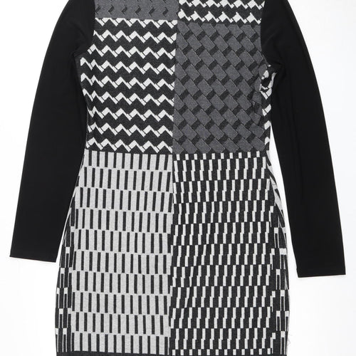 Frank Lyman Women's Black Grey Geometric Dress Size 12