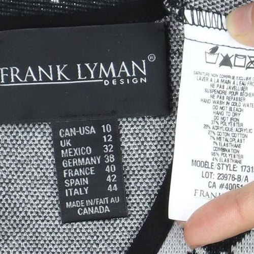 Frank Lyman Women's Black Grey Geometric Dress Size 12