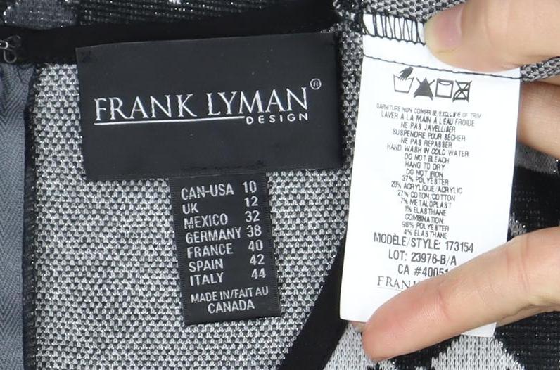 Frank Lyman Women's Black Grey Geometric Dress Size 12