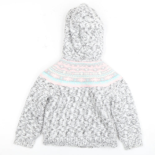 Mini Club Girls Grey Full Zip Hooded Jumper - 2 Years
