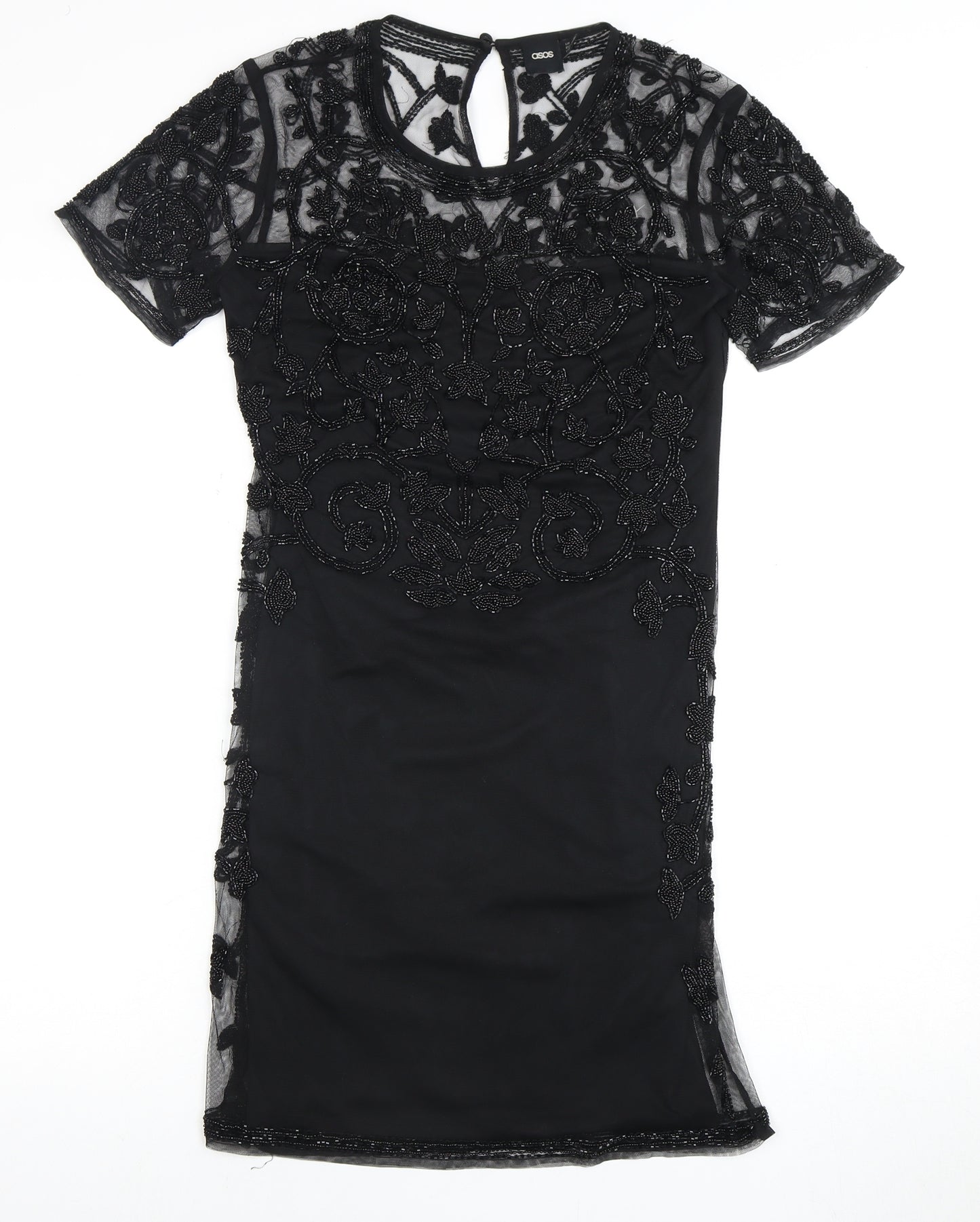 ASOS Women's Black Beaded Sheath Dress Size 10