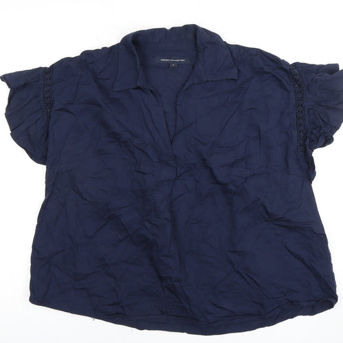 French Connection Women's Blue Crochet Blouse S
