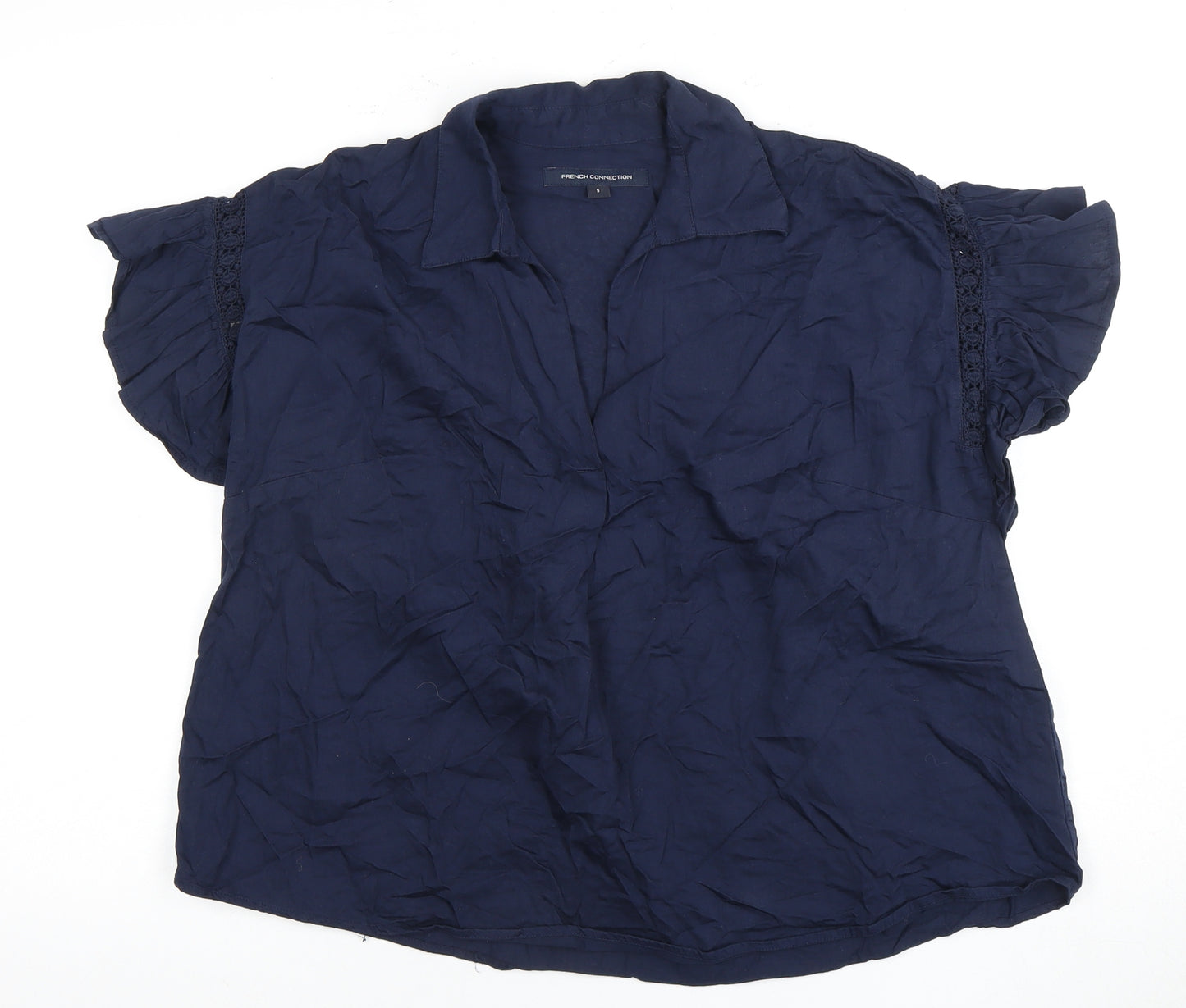 French Connection Women's Blue Crochet Blouse S