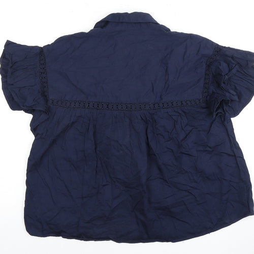 French Connection Women's Blue Crochet Blouse S