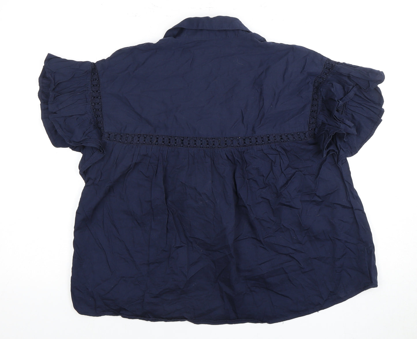 French Connection Women's Blue Crochet Blouse S