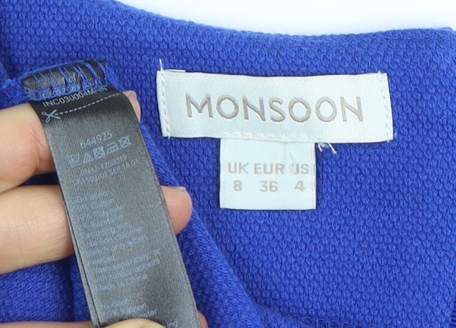 Monsoon Women's Blue Long Sleeve Dress Size 8